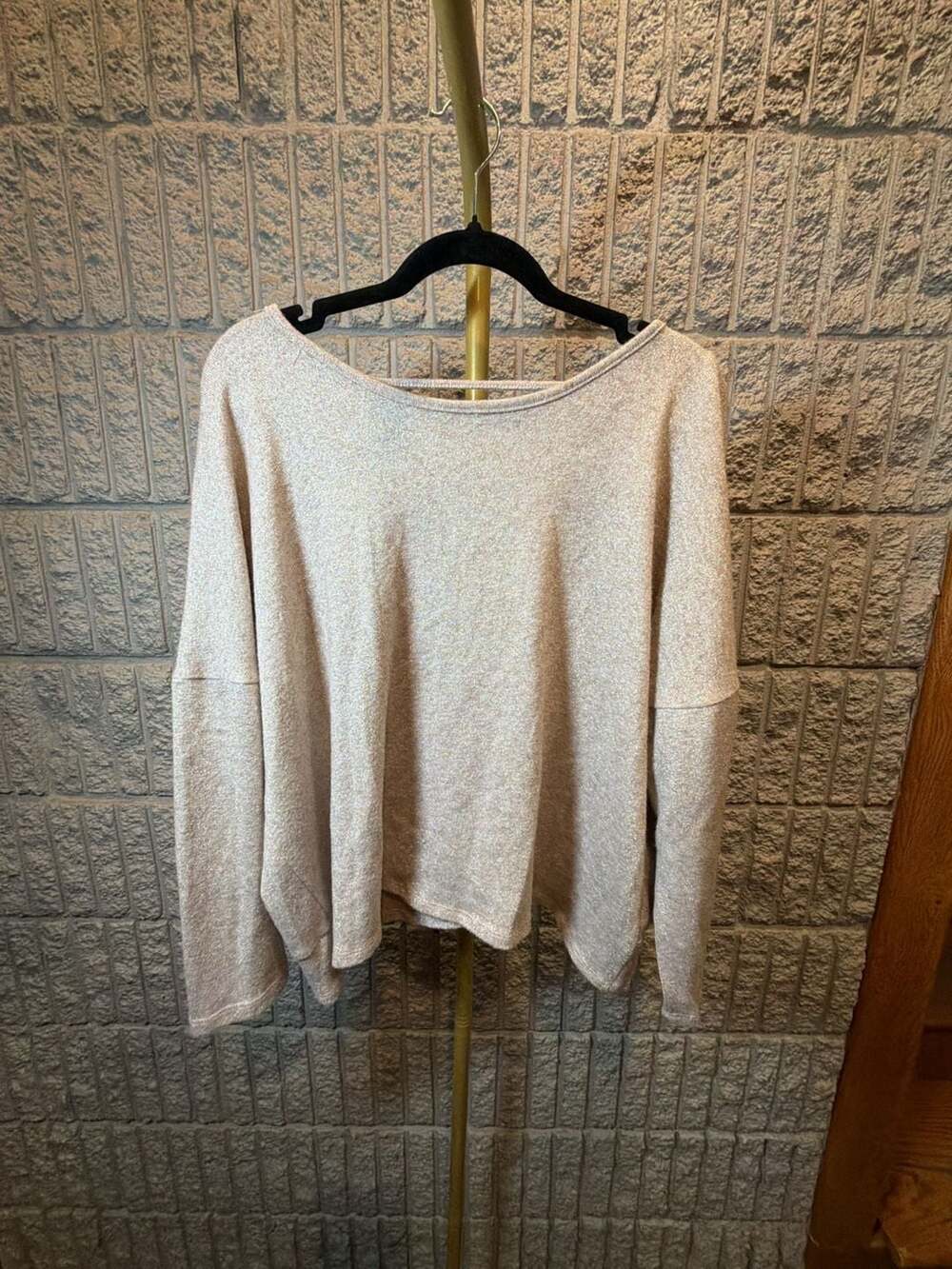 639 Cherish Shimmer Batwing Sweater Size S/Chico Gold